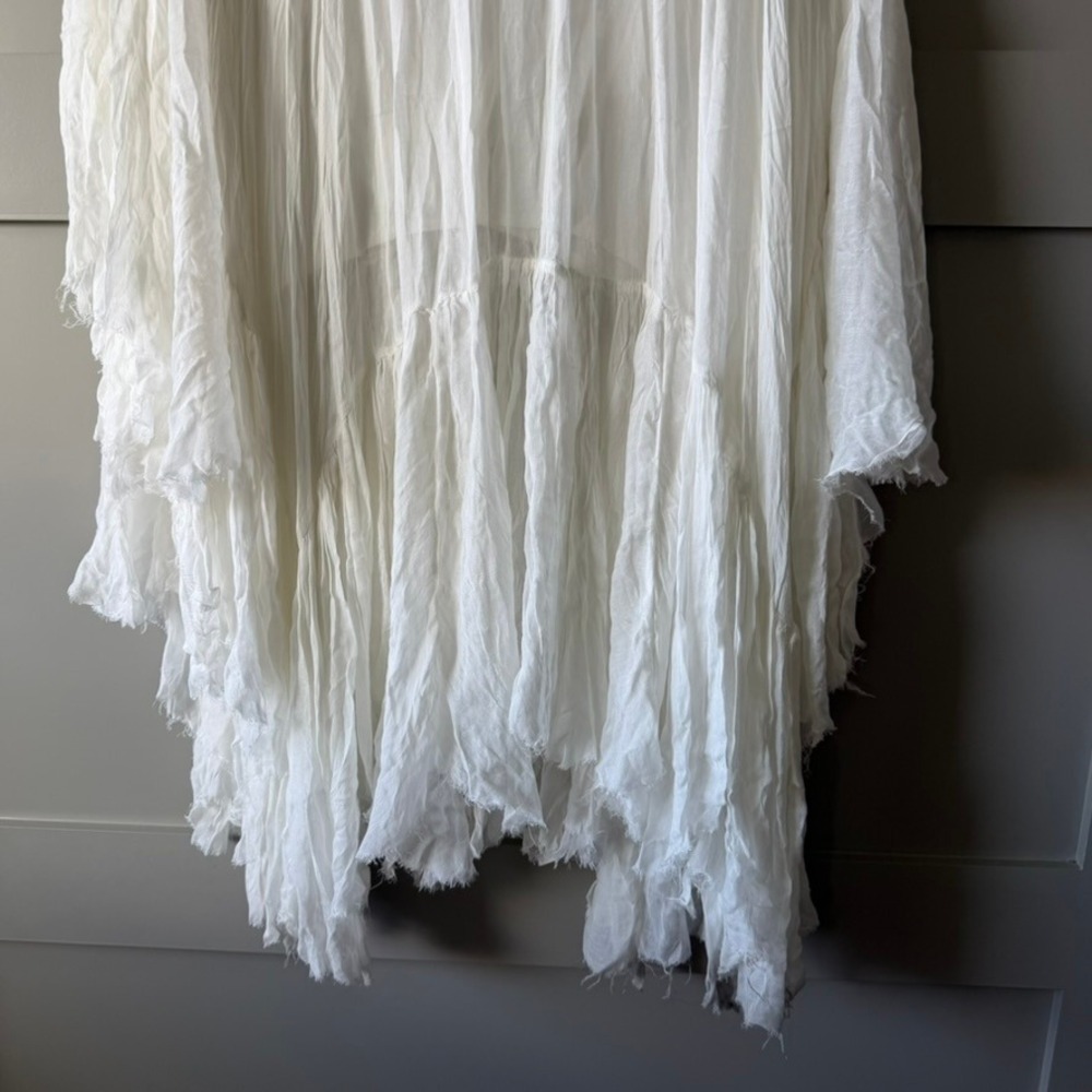 Free People White Handkerchief Raw Hem Sheer One Clover Skirt Sz S/M Boho - Picture 8 of 16